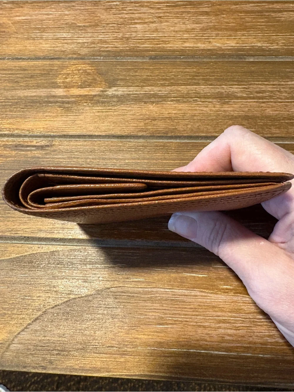 Yves Saint Laurent Pebbled Leather Card Wallet in Cognac Brown vintage